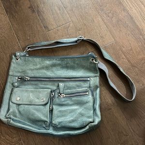Large Fossil Crossbody Green Leather